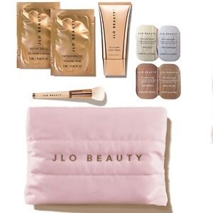 NWT JLO Beauty Pink Quilted Makeup Pouch & Skincare Set
